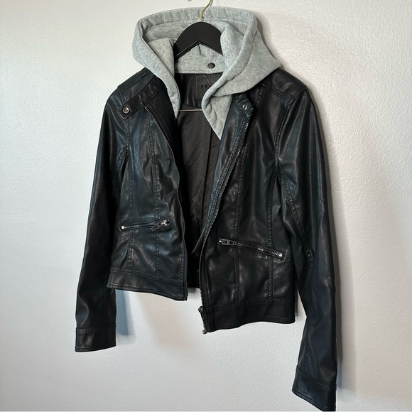 BLANKNYC Hooded Vegan Leather Jacket - Picture 2 of 6